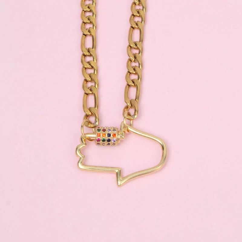 Coll. Dije En Rodio Mano Acero 45cm - CAM996