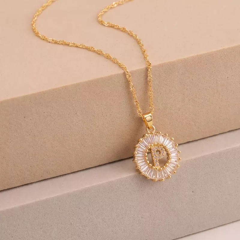 Cad. Letra P, Circones Cristal Rodio 45cm - CRJ725