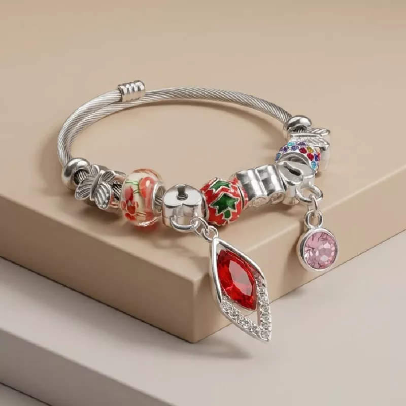 Pul. Diamante Rosa-Circon Variado Acero graduable - PAL323