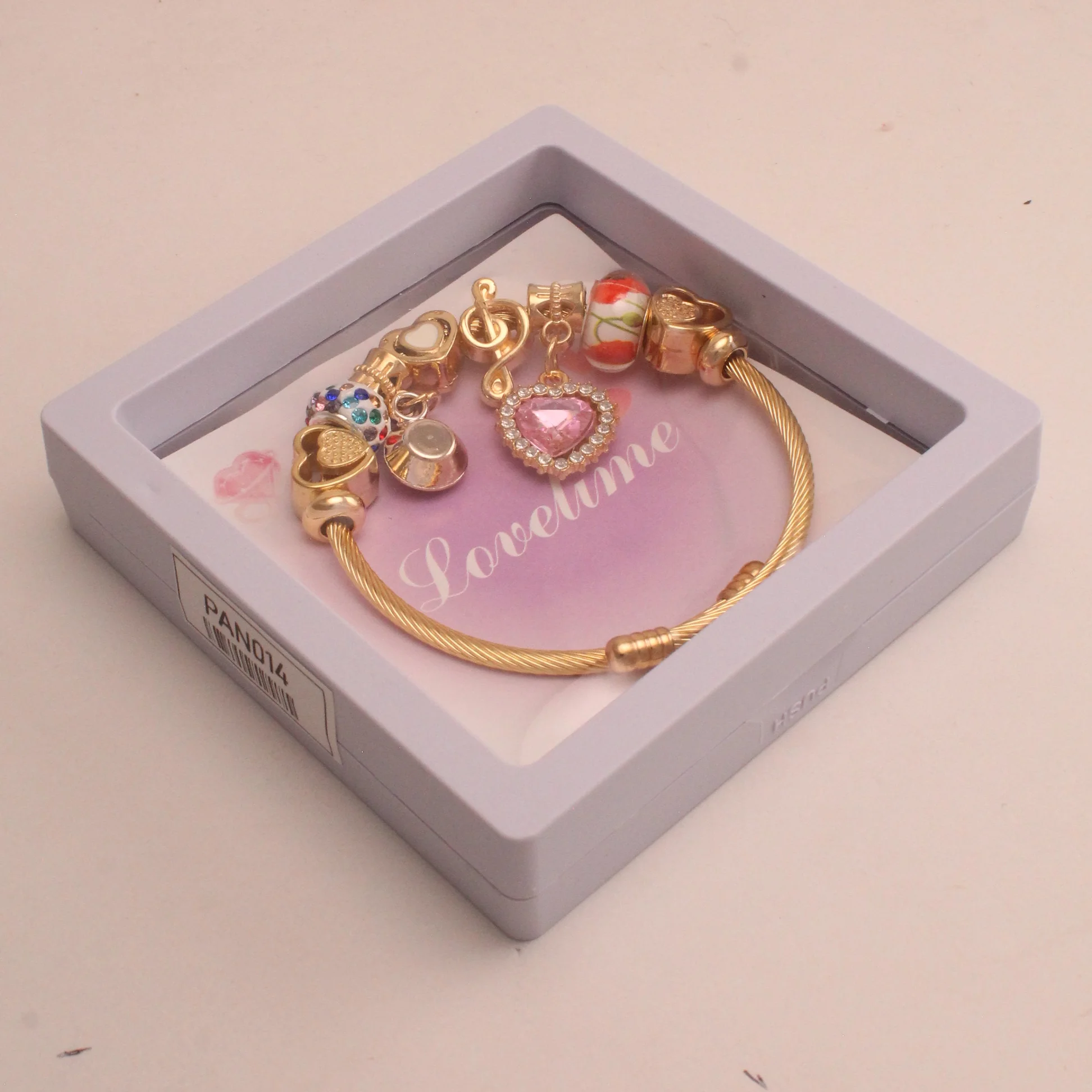 Pul. tipo pan. corazon circones rodio graduable - PAN014