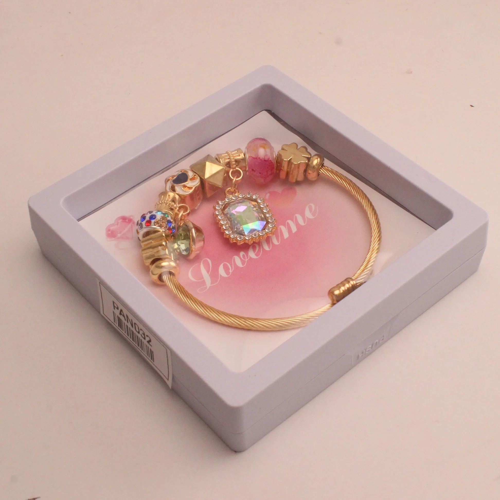 Pul. tipo pan. diamante cristal rodio graduable - PAN032
