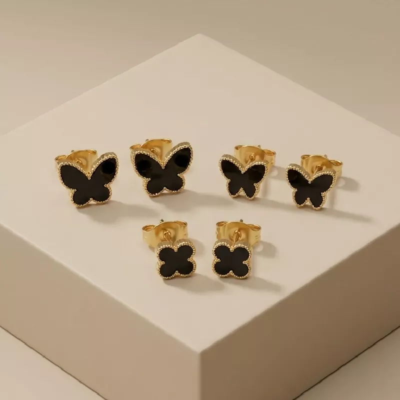 Top. Set Mariposas Trebol Rodio  - TRJ986